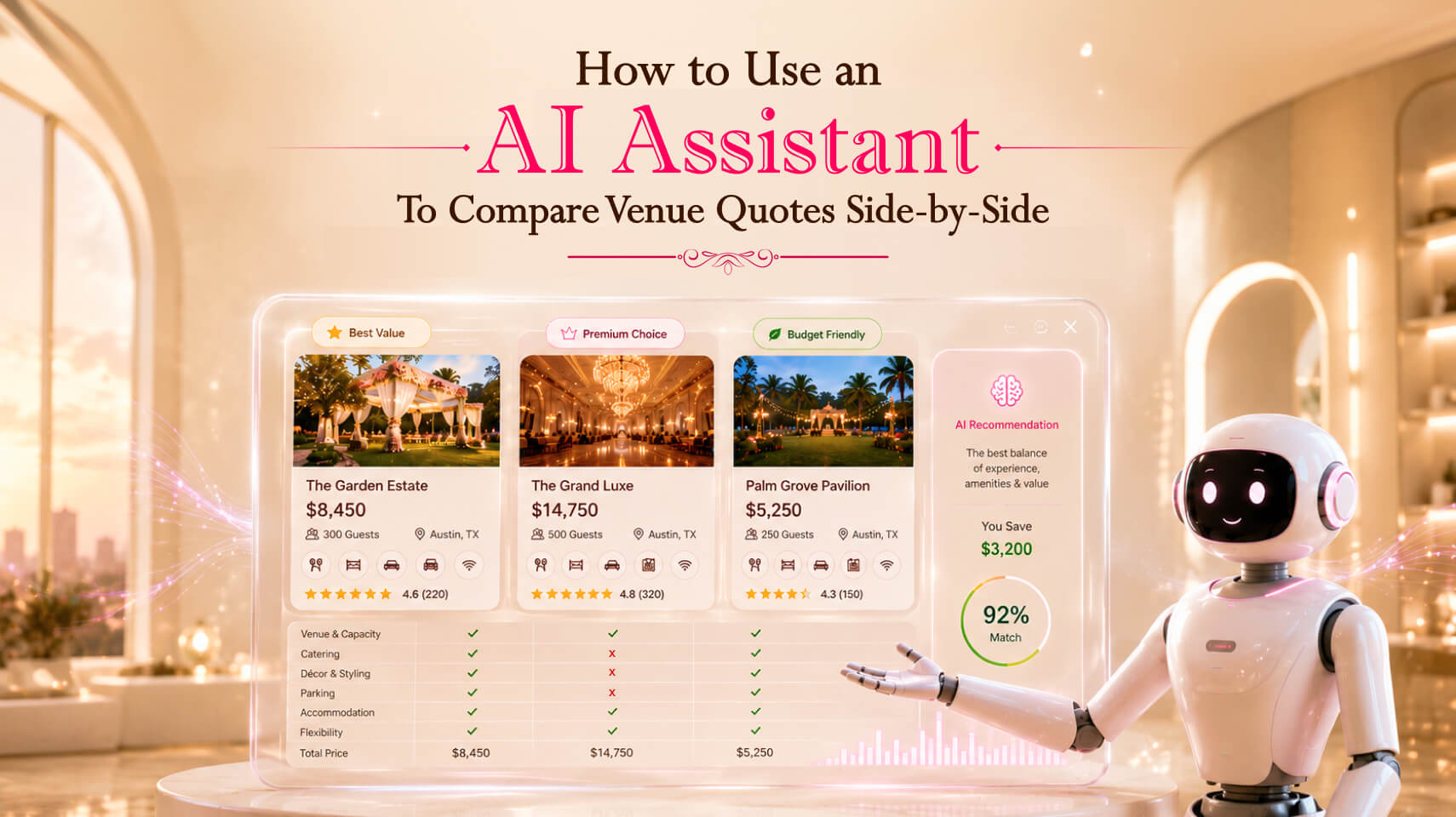How to Use an AI assistant to Compare Venue Quotes Side-by-Side